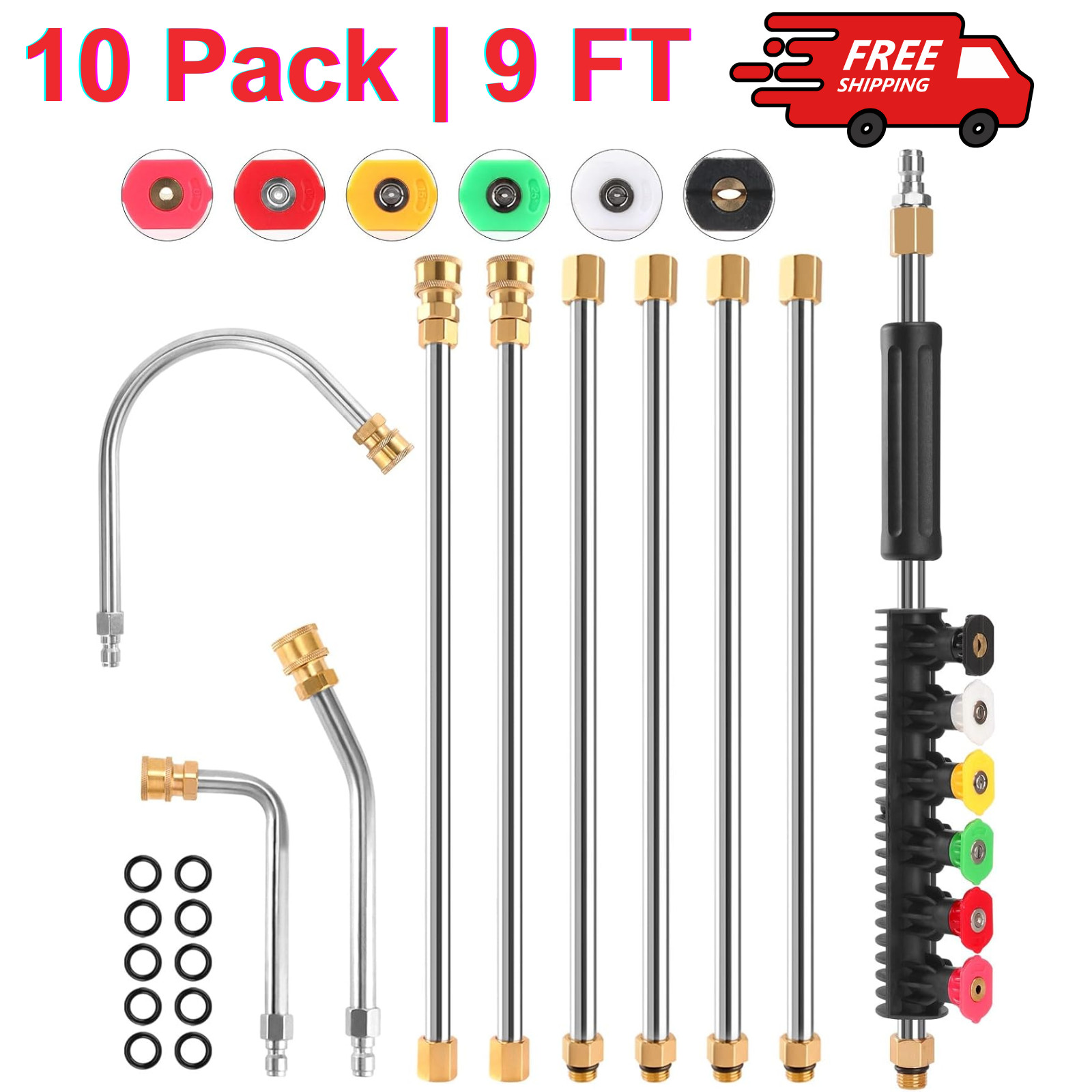 Gutter Cleaning Tools From The Ground, 10Pack 9Ft Pressure Washer Extension Wand