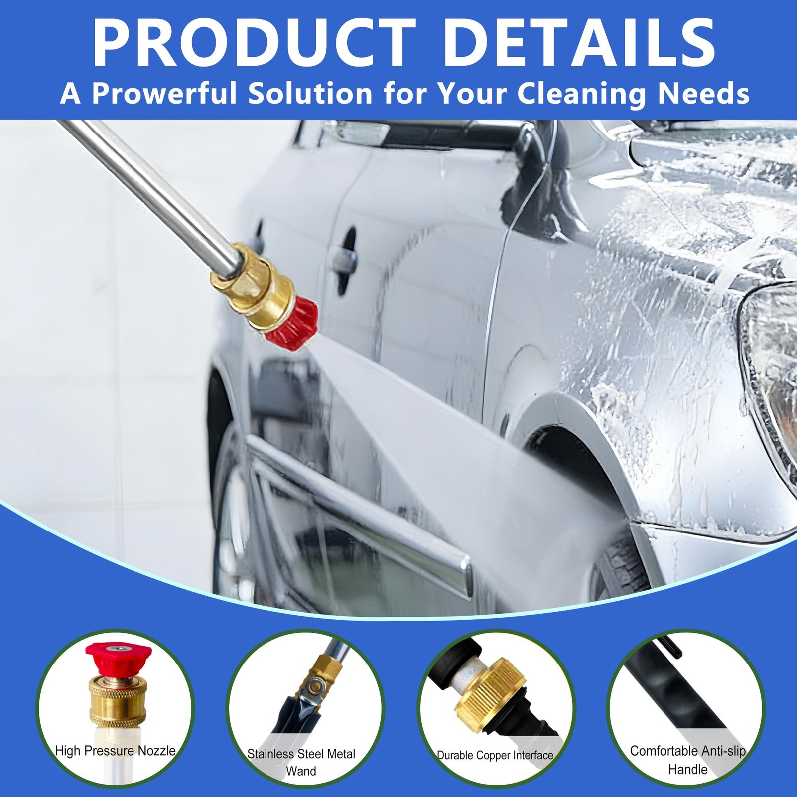 2026 Upgraded Jet Nozzle Power Washer for Garden Hose with 2 Different High-P…