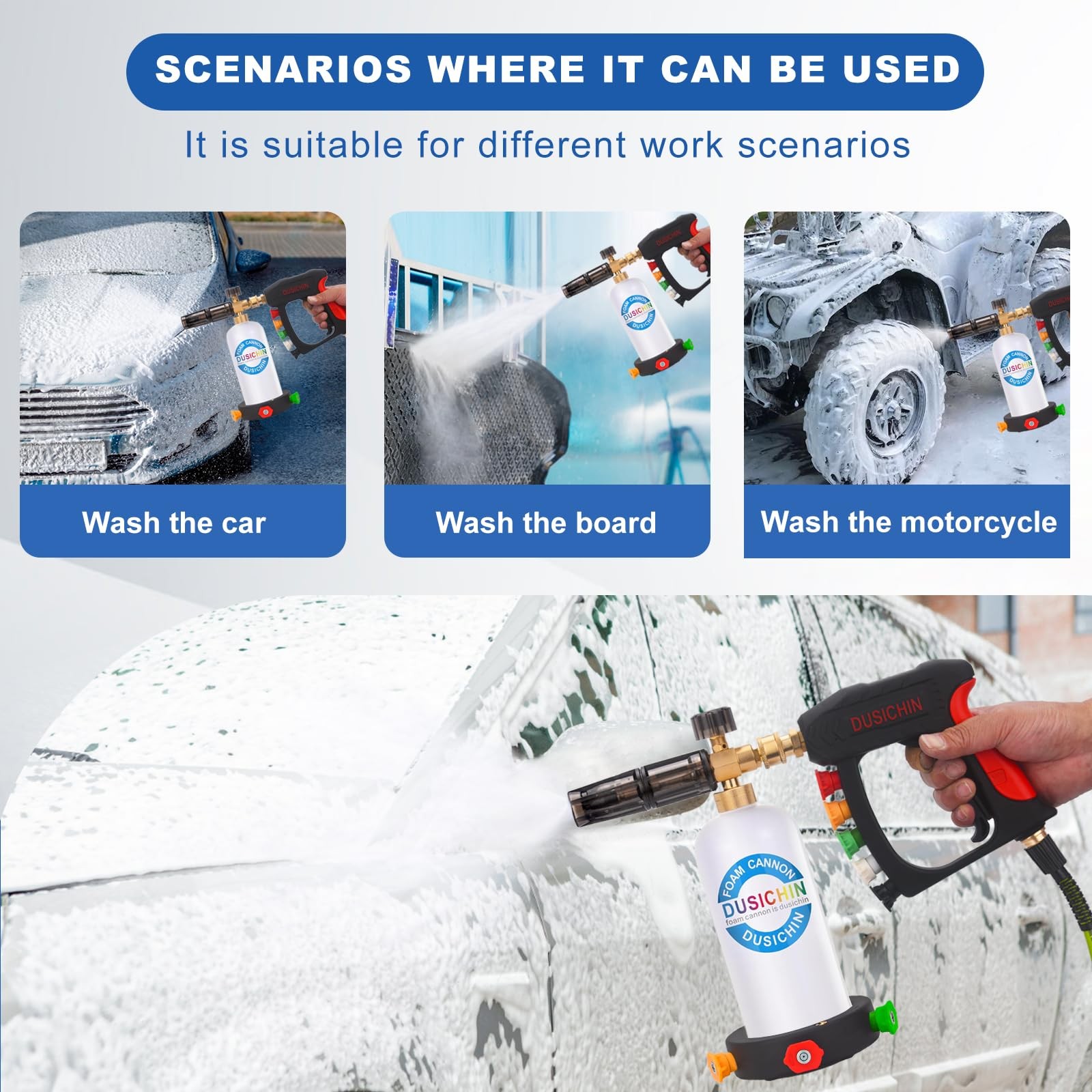 Foam Cannon Snow Lance Pressure Washer Nozzle 5 Tips Holder 1/4 Quick Connect 30