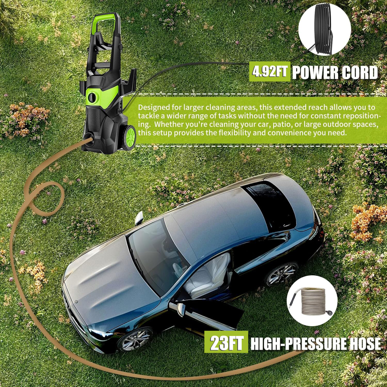 Electric High Pressure Washer 5000PSI 2.5GPM Power Washer With Hose Reel Portabl
