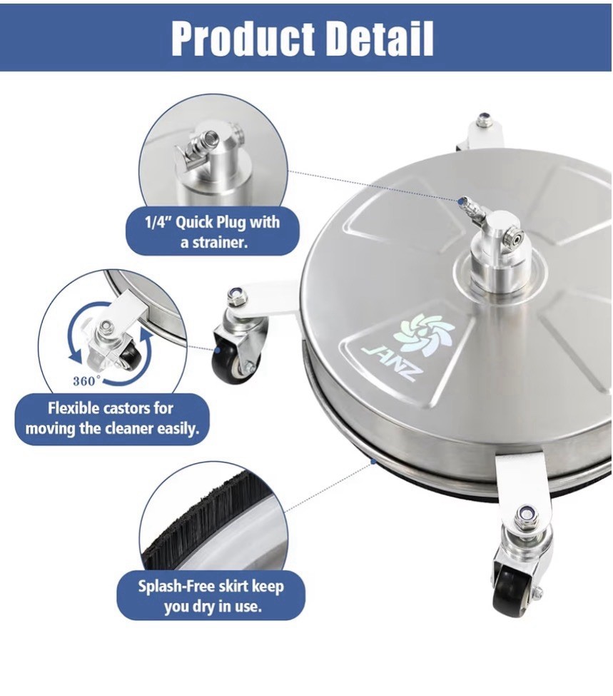 Janz Professional 16” Surface Cleaner 1,500-4,000 PSI Color Silver