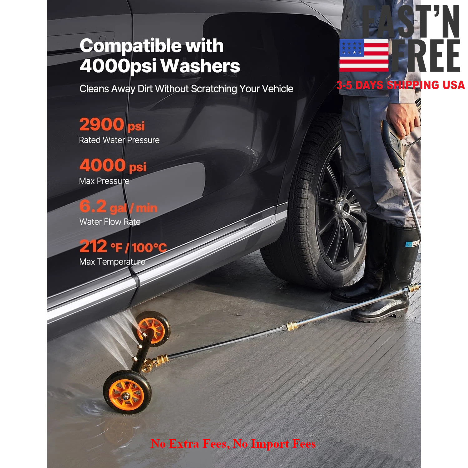 16″ Undercarriage Pressure Washer, Stainless Steel Pressure Surface Cleaner, NEW
