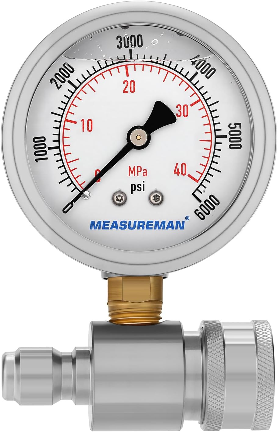 Pressure Washer Gauge Kit, 2-1/2 Inch, 6000 PSI, 3/8 Inch Stainless Steel Quick