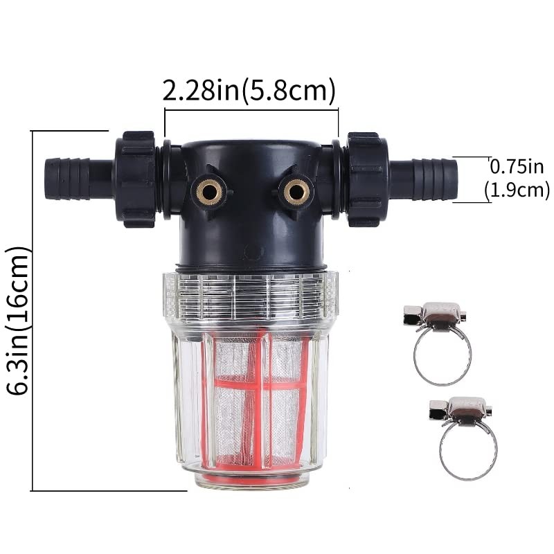3/4″ 1/2″ Hose Barb Filter with 40 100 Mesh Screens for Pressure Washer