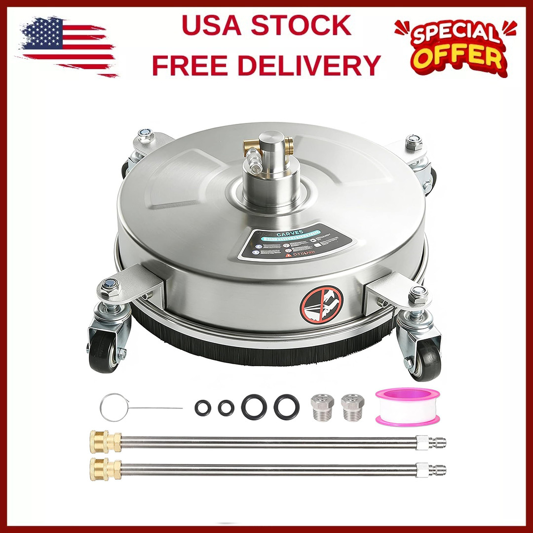 18 IN Pressure Washer Surface Cleaner w/Wheels – Stainless Steel Surface Cleaner