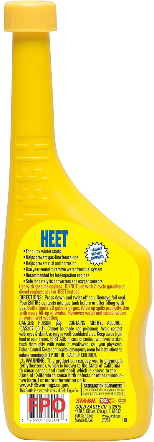 HEET Gas Line Antifreeze Water Remover 12oz 24 Pack