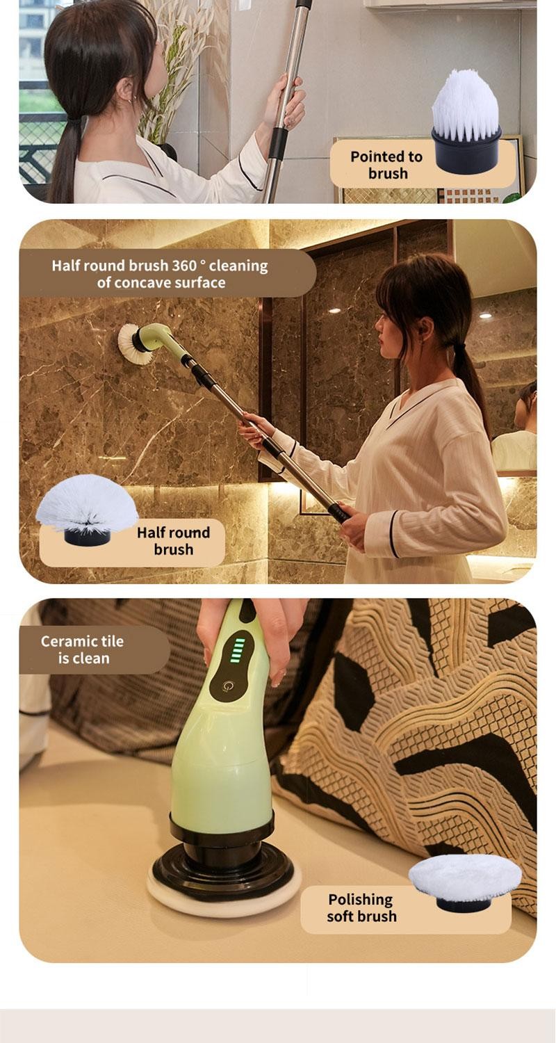 Electric Cleaning Brush 2-gear Electric Rotary Floor Scrubber Wireless Cordless