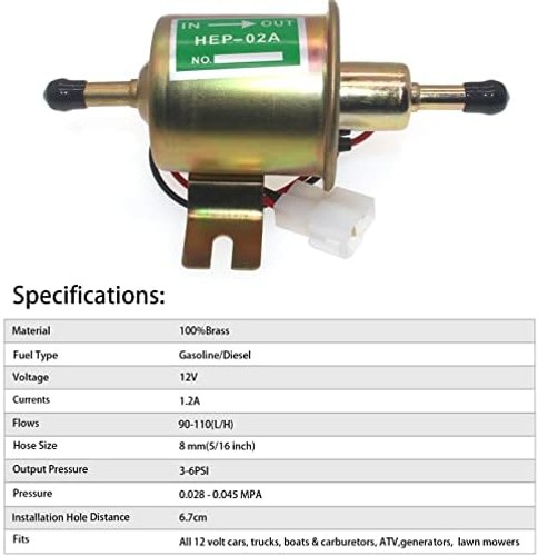 12 Volt Fuel Pump For Universal Electric Low Pressure inline Fuel Pump | 12 V…
