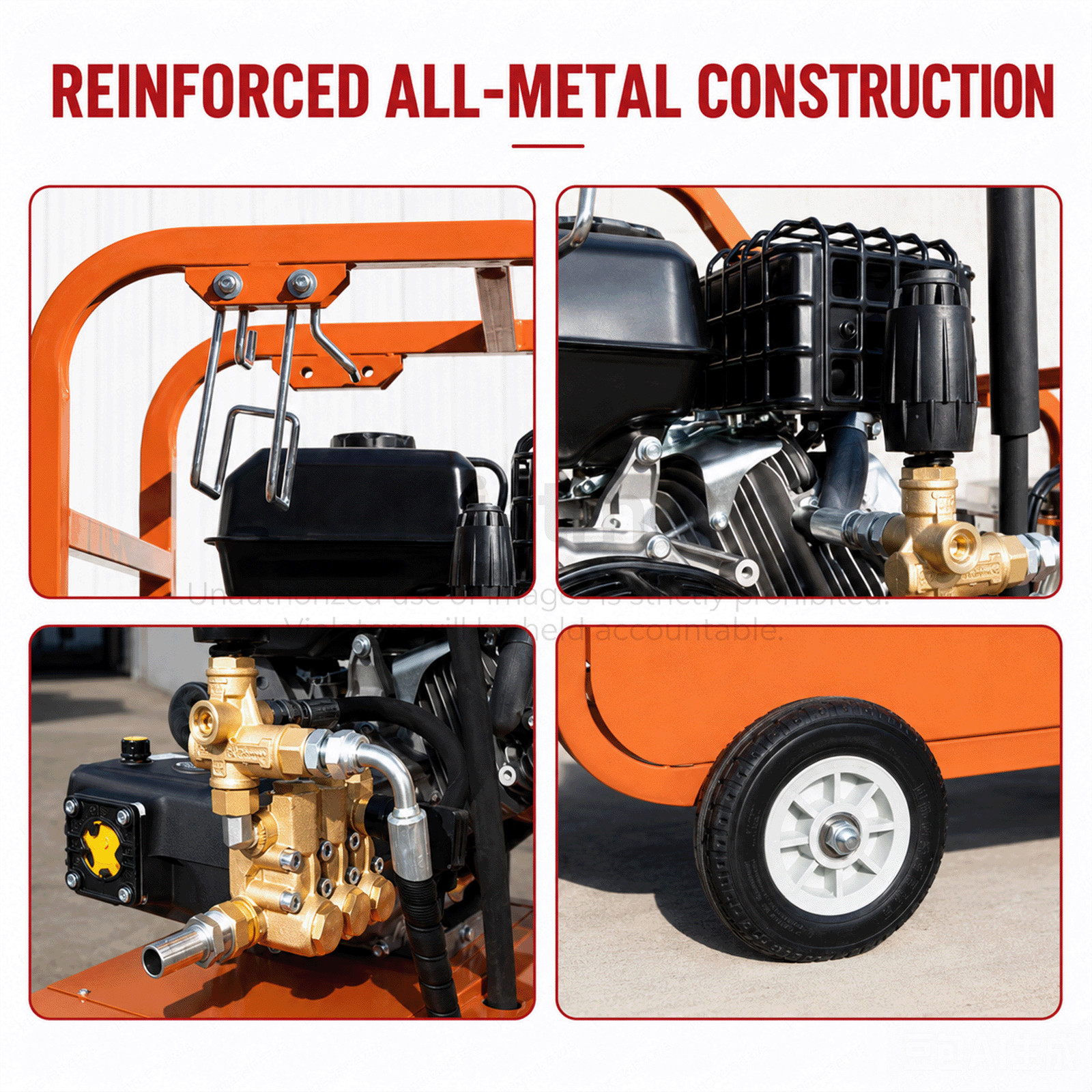 Pressure Washer：4000 PSI 4 GPM Hot Water 4-Stroke Gasoline Power Korejetmetal