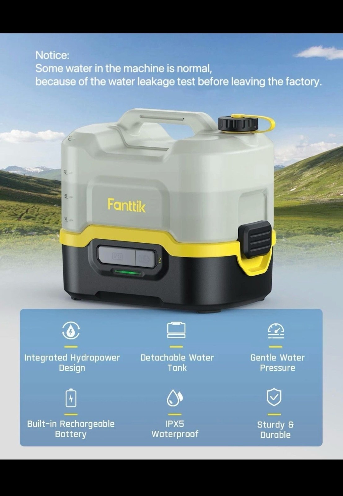 Fanttik NB8 Nano/Nb8 Ultra Portable Spray Washer – Compact Waterproof 8L Black
