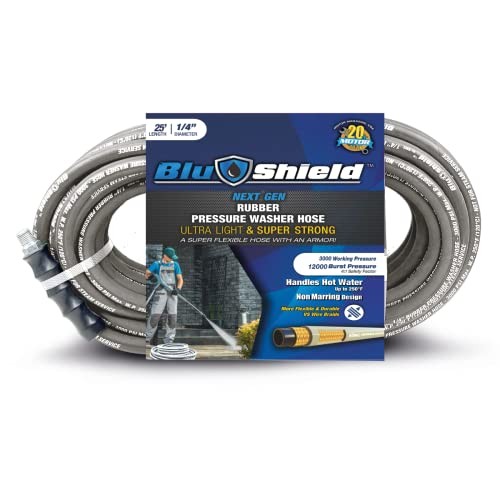 BluShield PW1425-NM 1/4″ x 25′ Polyester Braided Rubber Pressure Washer Hose,