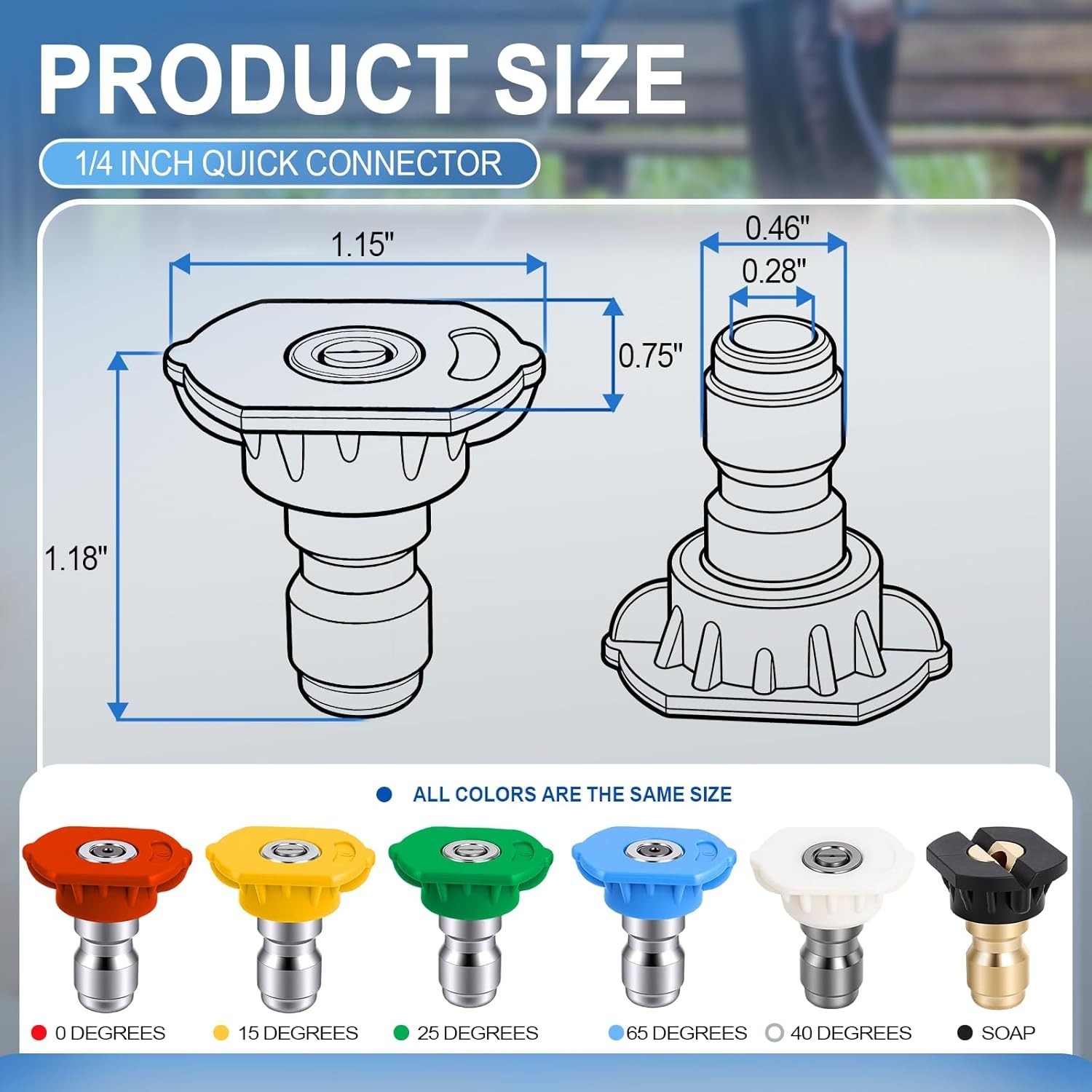 Pressure Washer Nozzle Tips 6 Pack 1/4″ Quick Connect Orifice 3.0