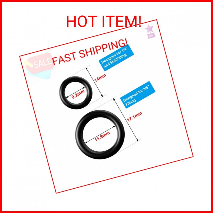 Tatuo 50 Pieces Power Pressure Washer O-Rings Replacement for 1/4 inch, 3/8 inch