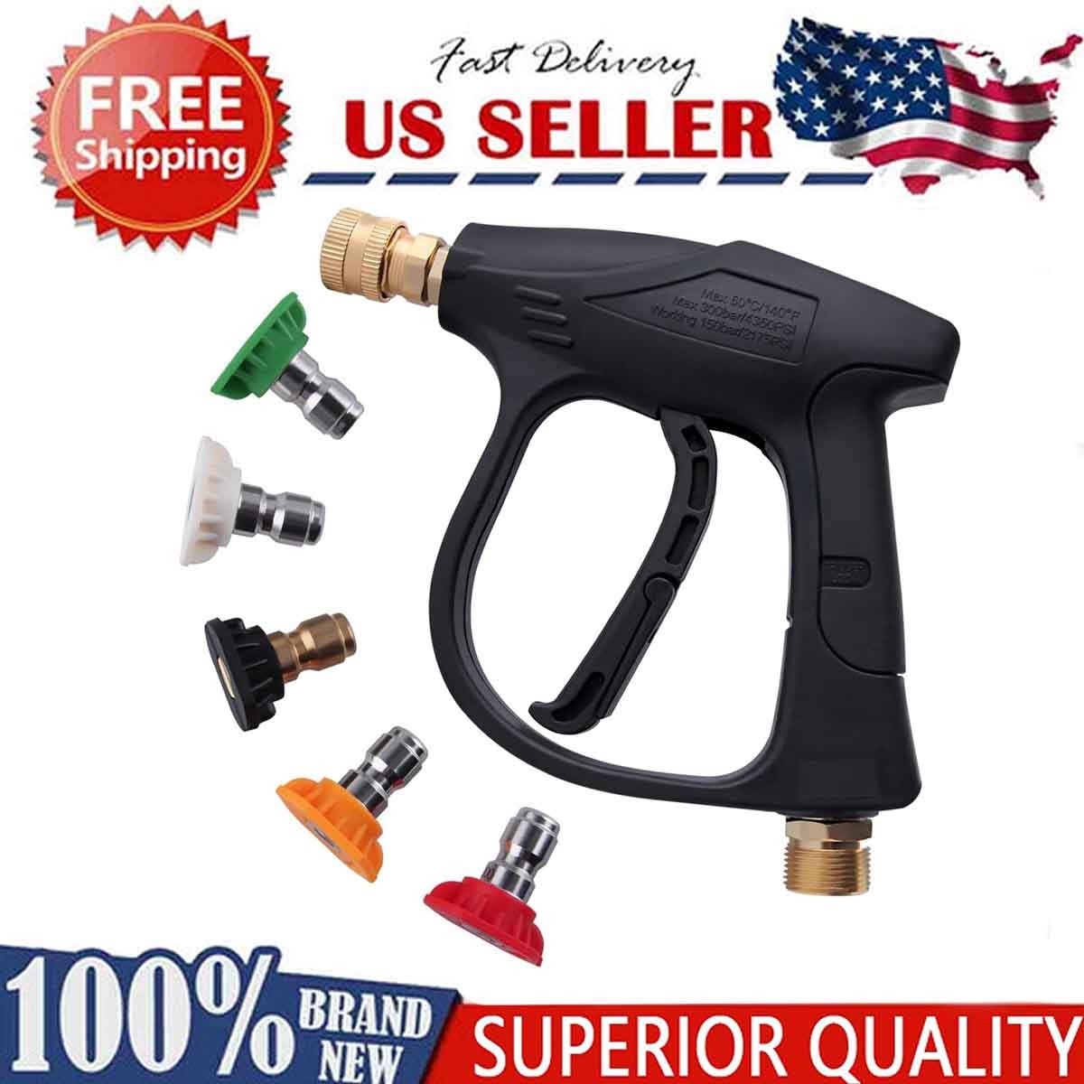 1/4″ High Pressure Washer Gun 4350 PSI Car Wash Foam Spray w/ M22-14mm Connector
