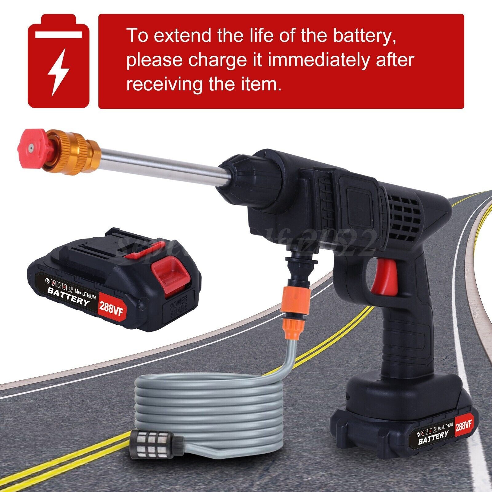 Cordless Pressure Washer Electric High Pressure Water Power Washer 2 Battery 2Ah