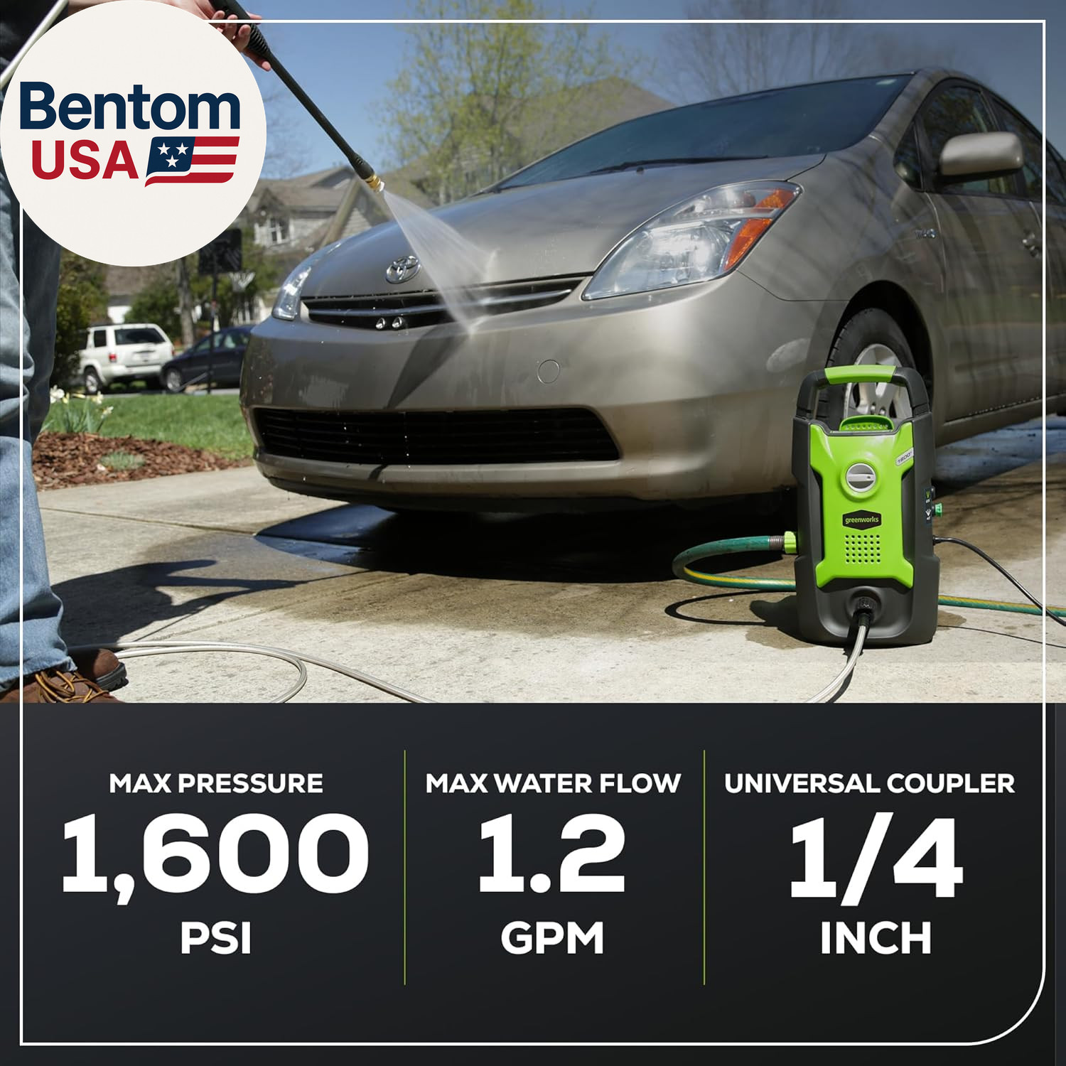 Compact Electric Pressure Washer, 1.2 GPM (CSA Certified, Lightweight, 20 FT Tan