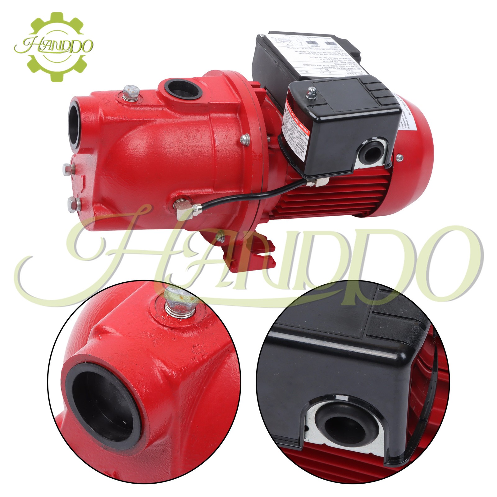 Shallow Well Jet Pump 3/4 HP 13 GPM, Cast Iron, 115/230V Dual Voltage, Red
