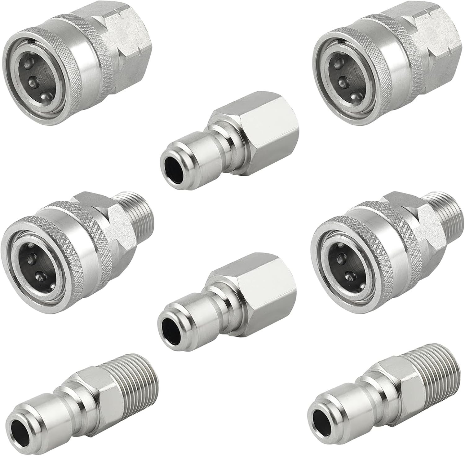 8-Piece Stainless Steel Pressure Washer Quick Connect Fittings Set – 3/8 Inch