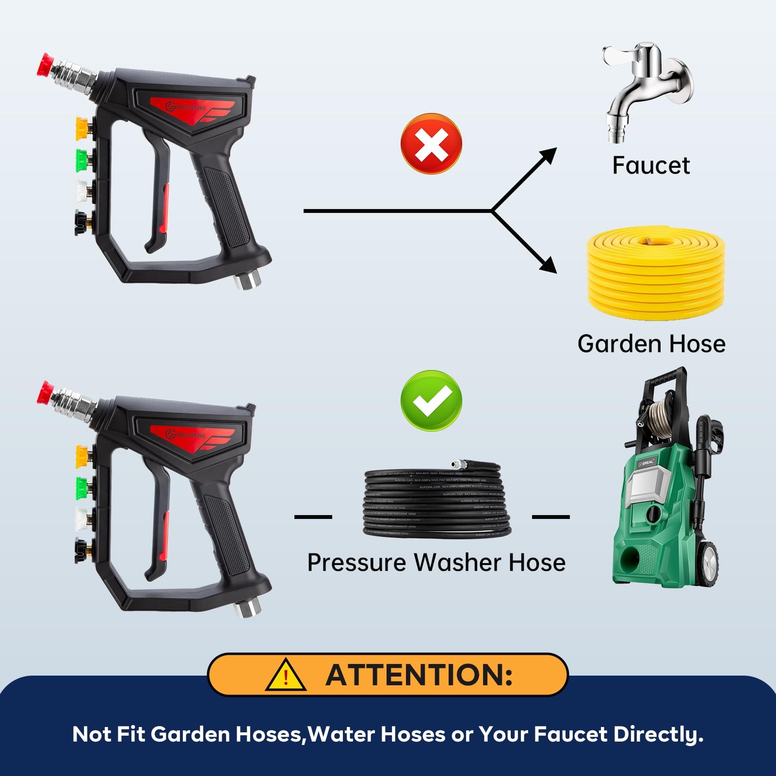 Short Pressure Washer Gun with Nozzle Holder, 5000 PSI High Pressure Washer G…