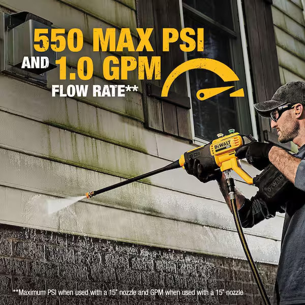 20V MAX 550 PSI 1.0 GPM Cold Water Cleaner with 4-Turbo Nozzles (Tool Only)