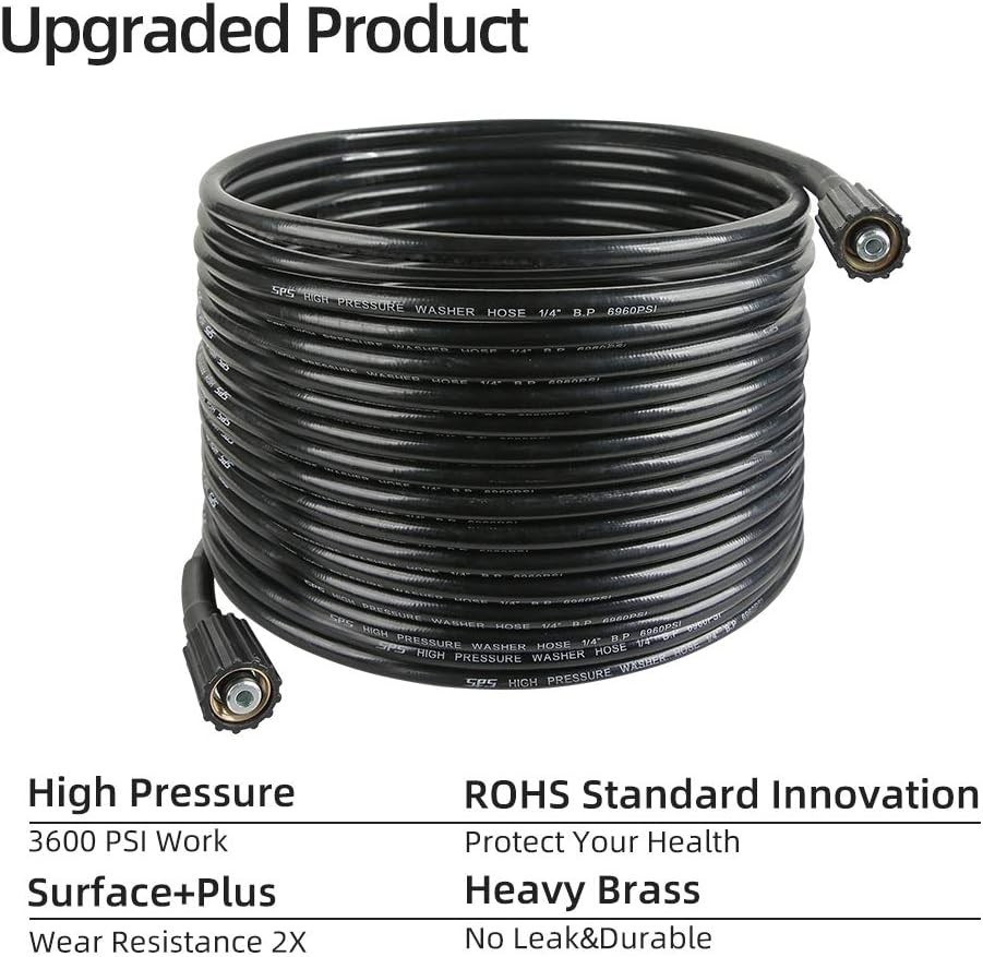 Pressure Washer Hose 50 FT X 1/4 Inch, Replacement Power Washer Hose for Most…