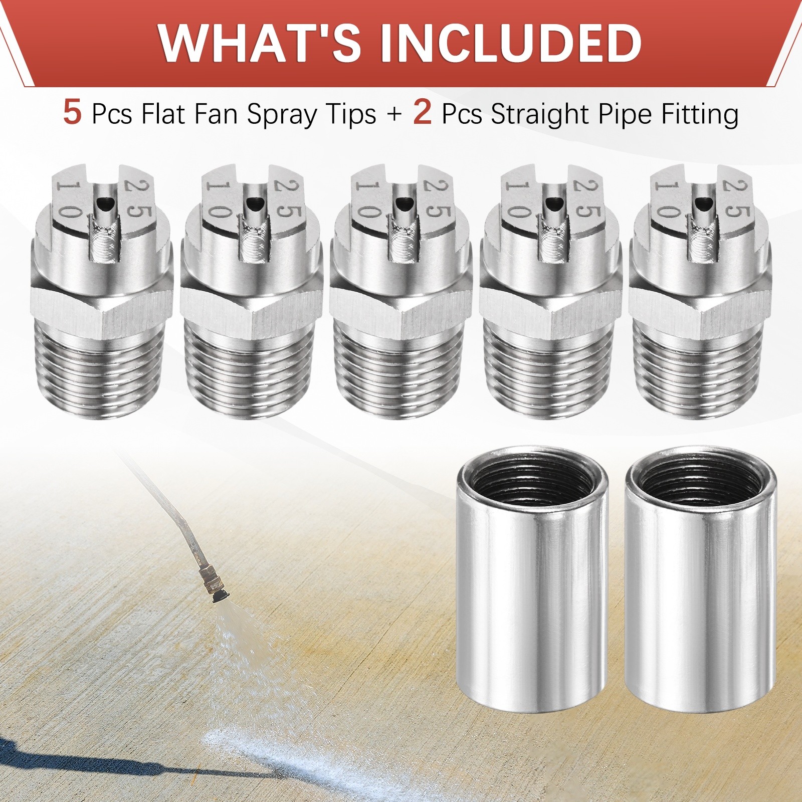 1/4″BSP 25° Flat Fan Spray Tip [7PCS] – High Pressure Washer Nozzles [2MM]