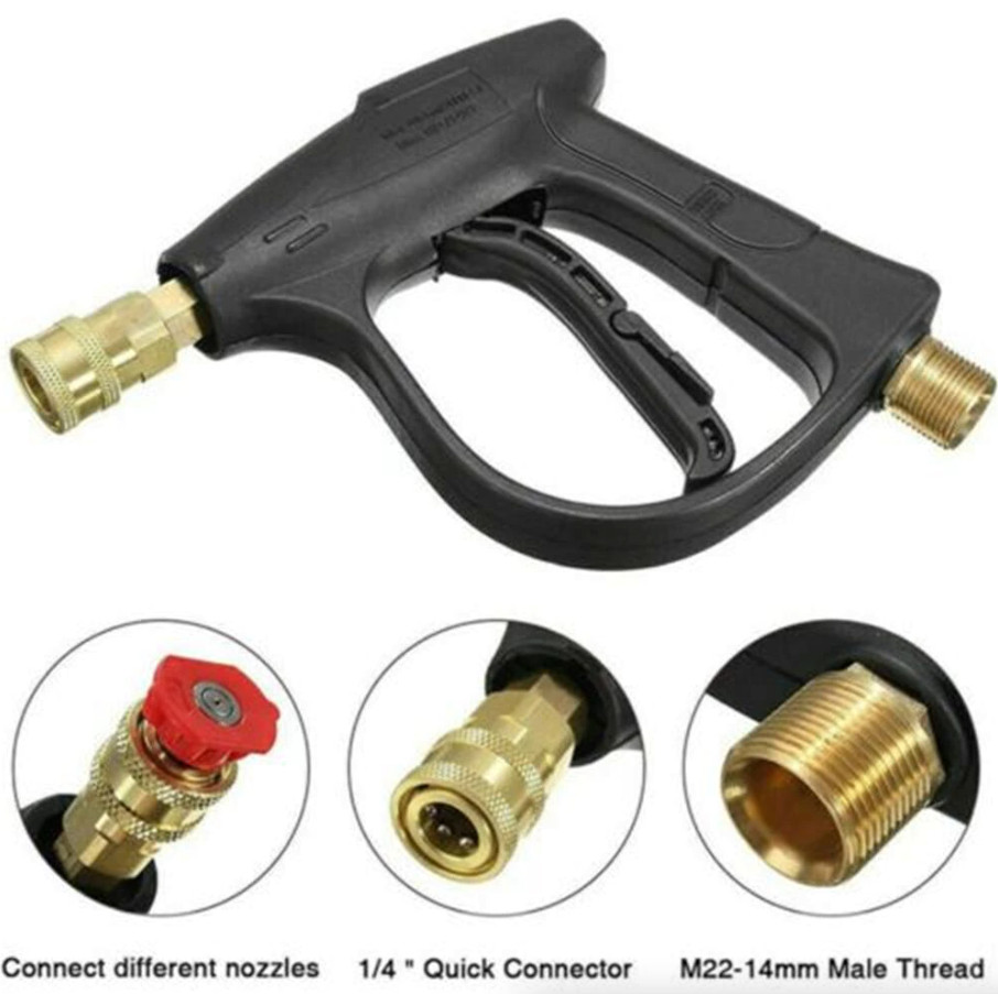 1/4″ High Pressure Washer Gun 4000 PSI Car Wash Foam Spray Short Wand w/ Nozzle