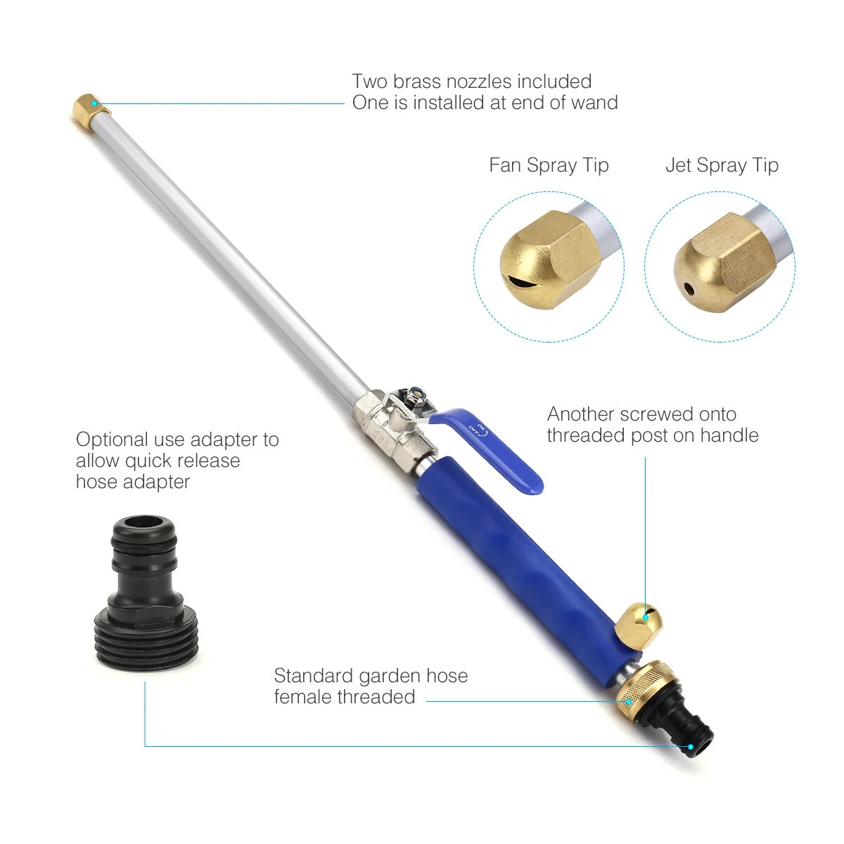 Hydro Jet High Pressure Power Washer Water Spray Gun Nozzle For Garden Car Hose