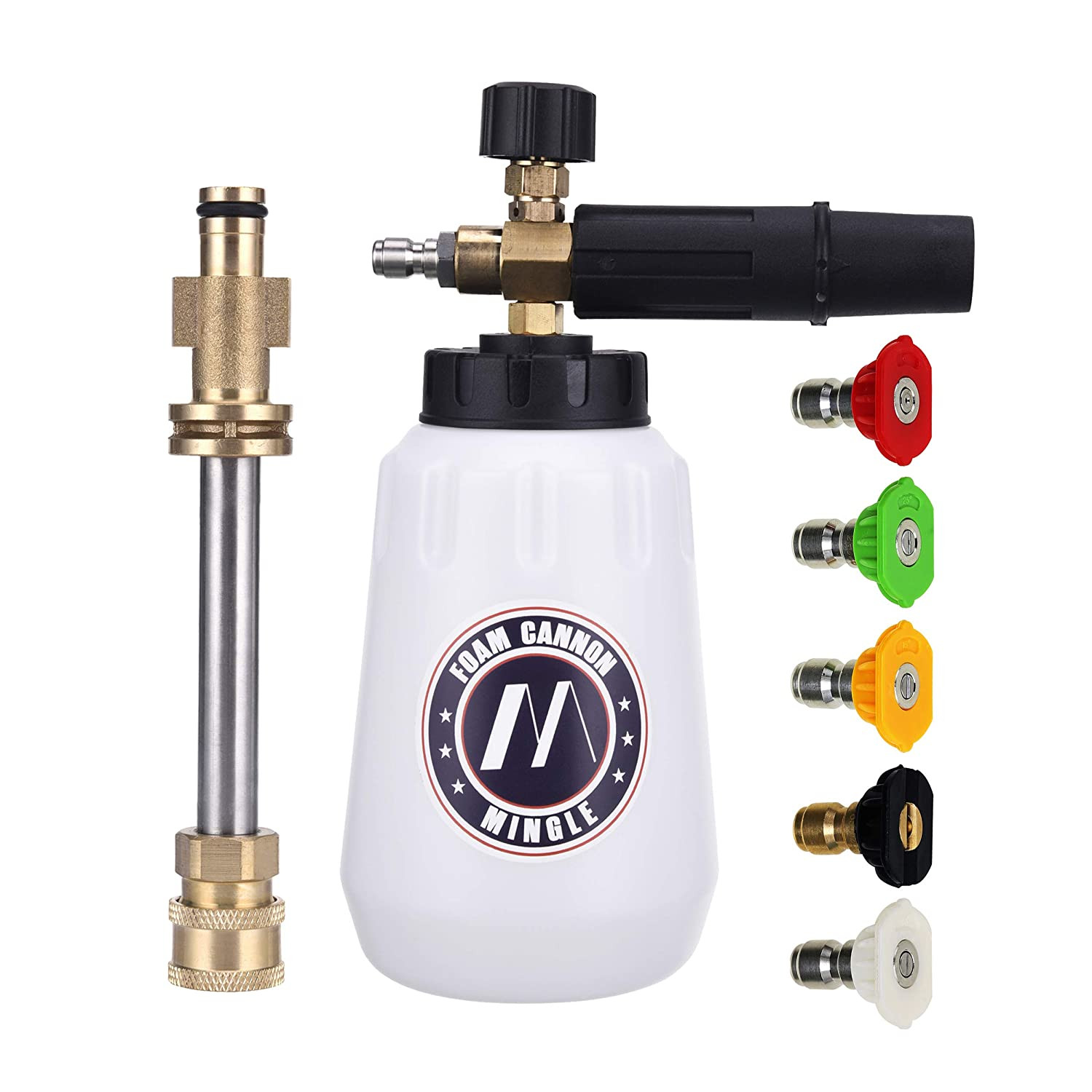 Foam Cannon, Replacement for Sun Joe SPX Series, 5 Nozzle Tips, 1/4″ Connector