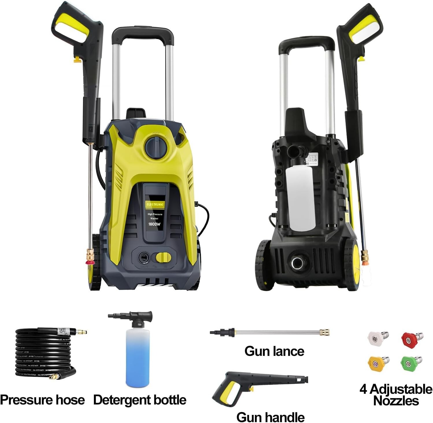 1200 PSI Electric Pressure Washer Powerful Car Cleaning Machine Quick Connect
