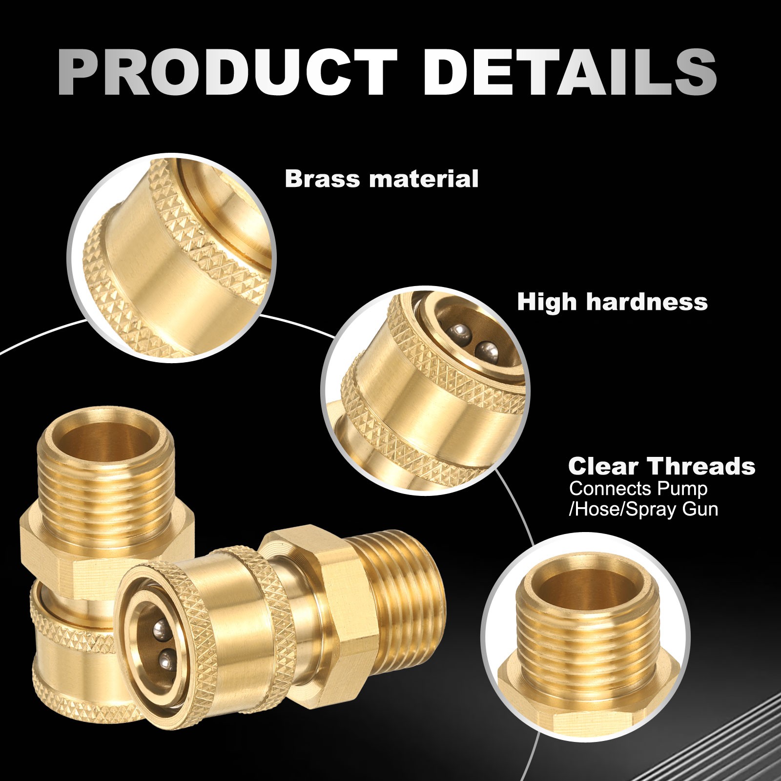 2Pcs, Pressure Washer Adapter 1/4″ Female Quick Plug to G1/2″ Female Brass