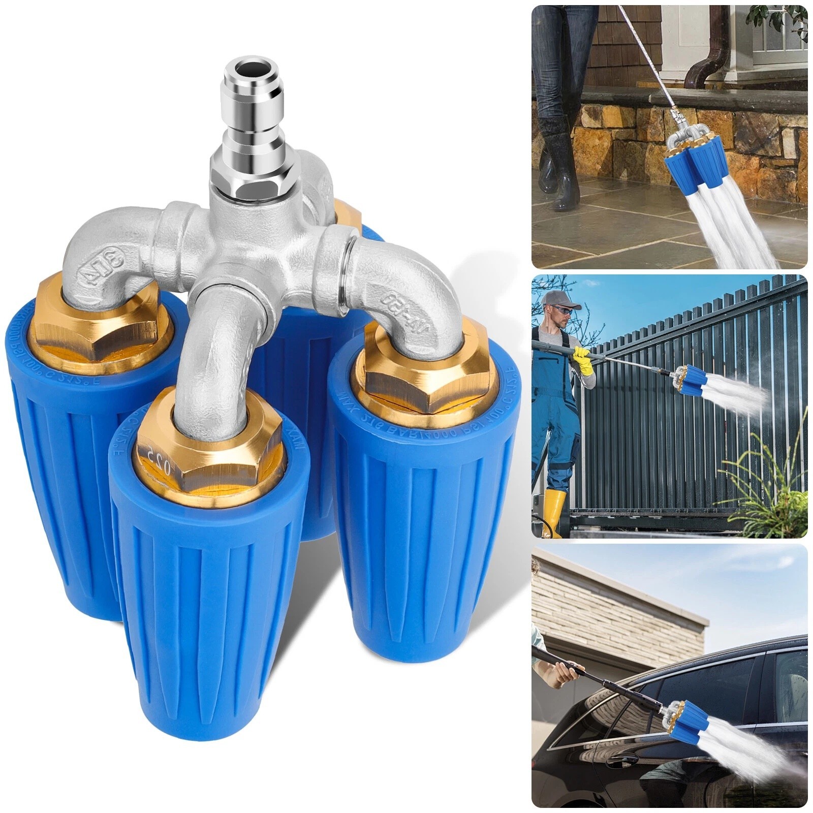 360° Rotating Pressure Washer Four Turbo Nozzle 1/4″ Quick Connector 2.5 Orifice