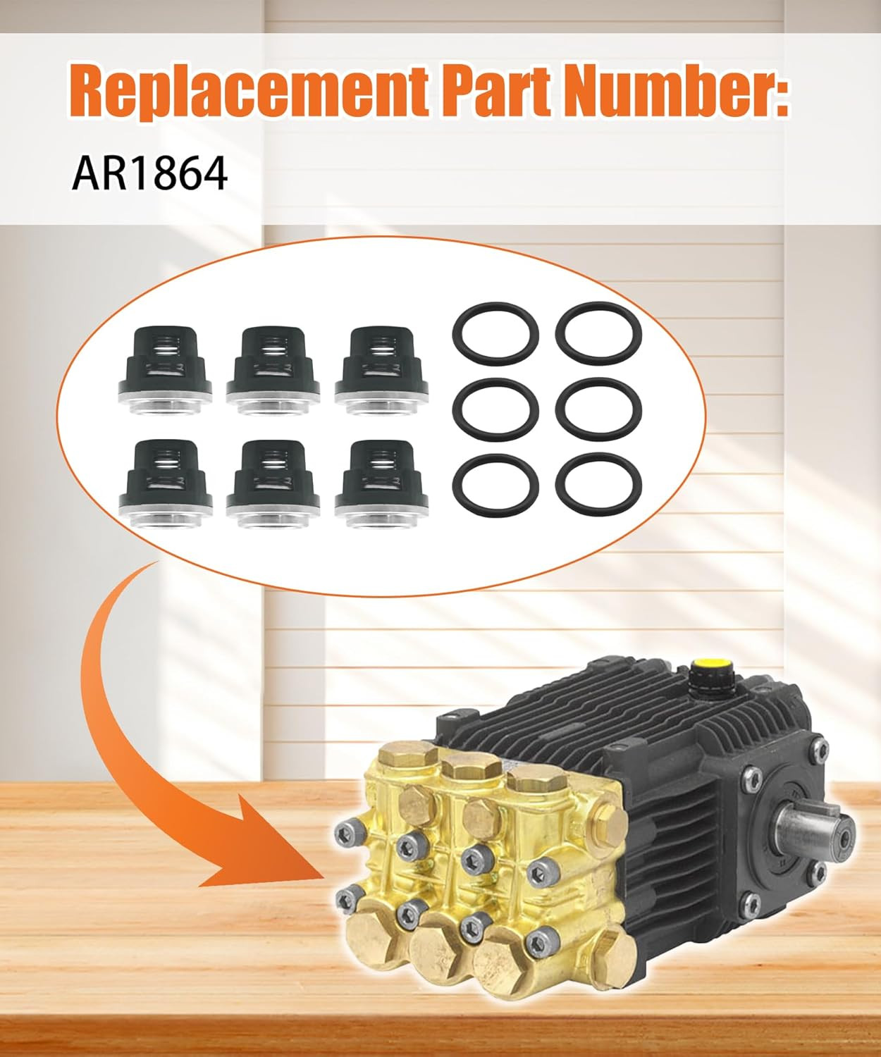 6-Pack Pressure Washer Pump Check Valves Kit with O-Rings Fits for Annovi Reverb