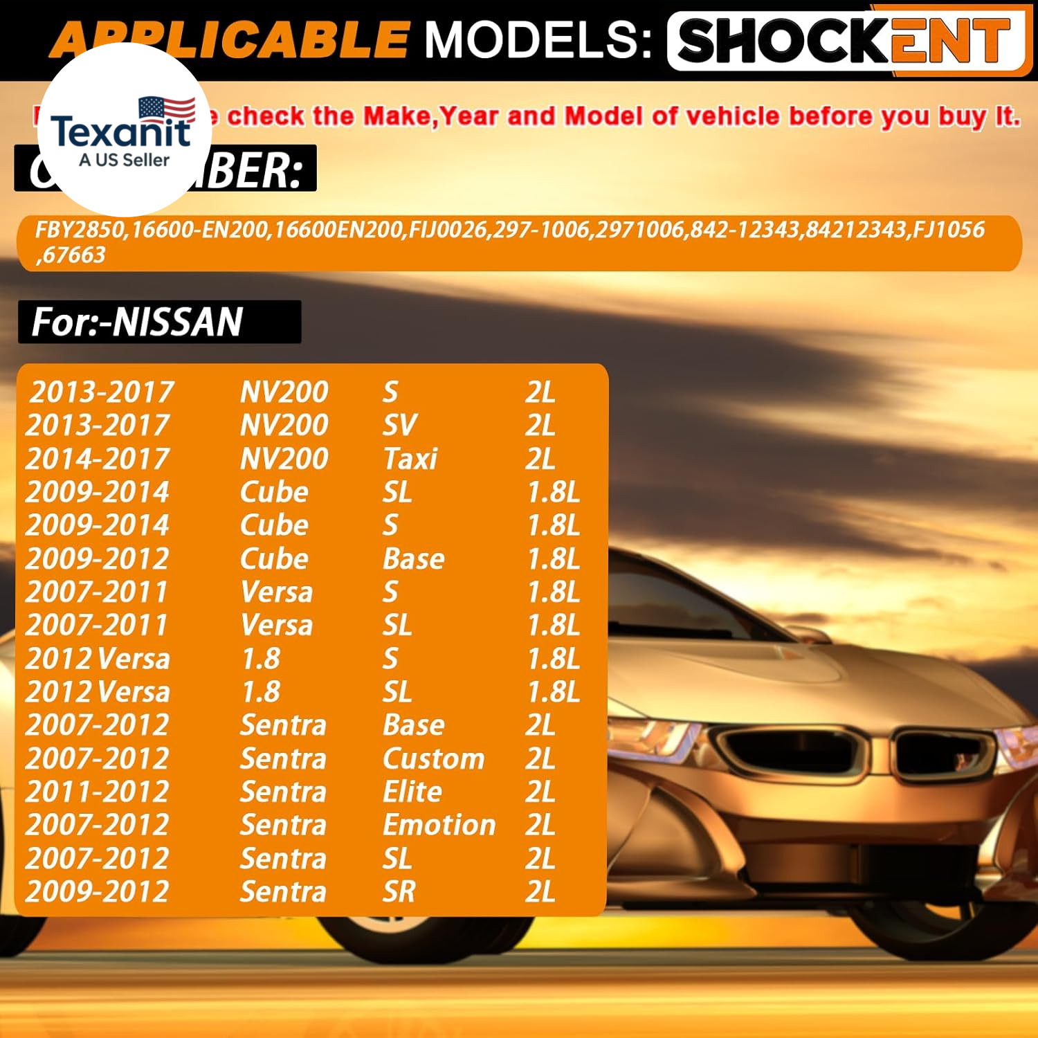 16600-EN200 Upgraded 18-Hole Fuel Injectors Fit For:-Nissan Sentra 2007-2012, Ve