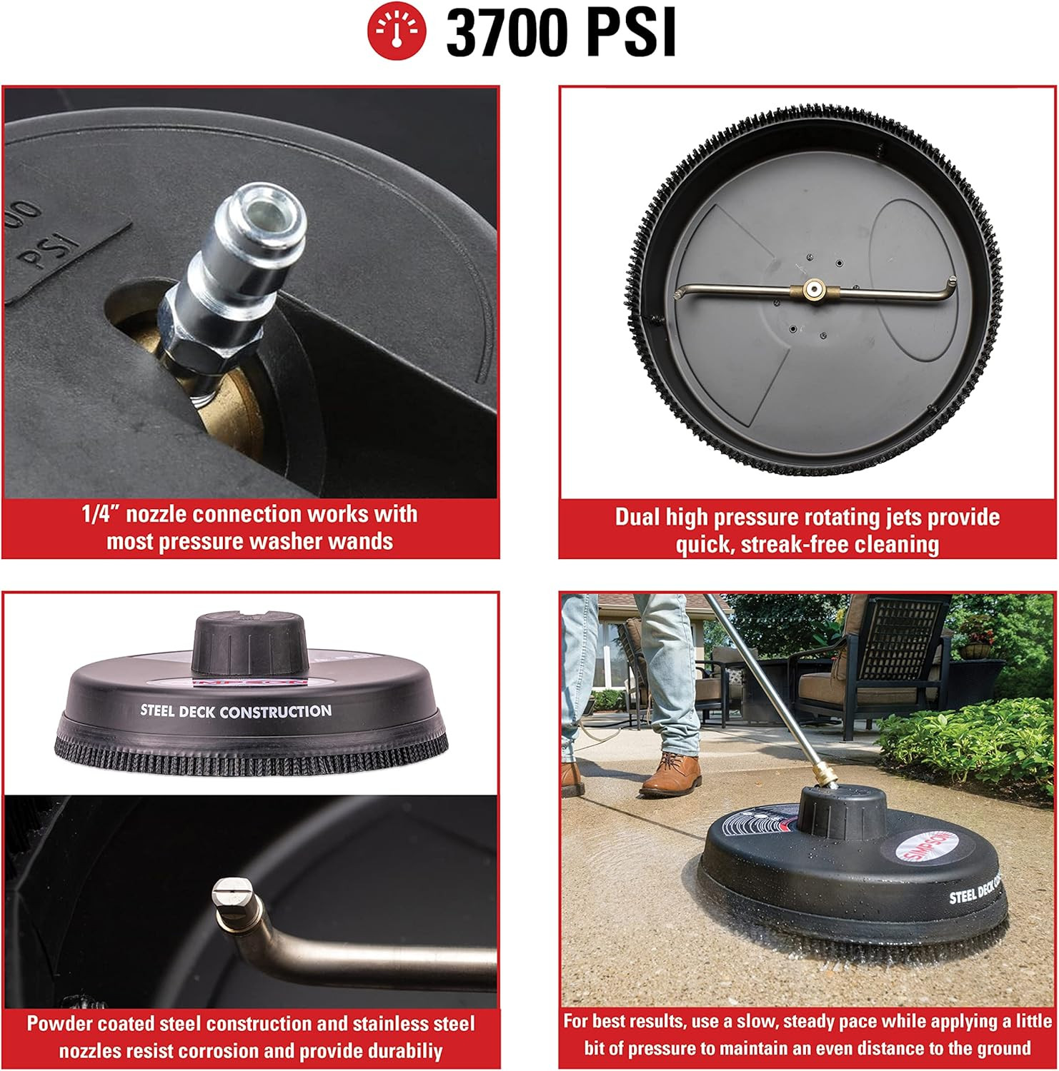Cleaning 80165 Universal 15″ Steel Pressure Washer Surface Cleaner for Cold Wate