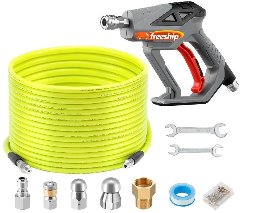 Kit Limpiador de Tuberías 100FT para Hidrolavadora con Boquillas NPT