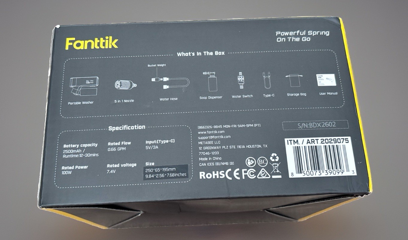 Fanttik K200 Flip Cold Water Pressure Washer Cordless Portable 100W Soap Tank