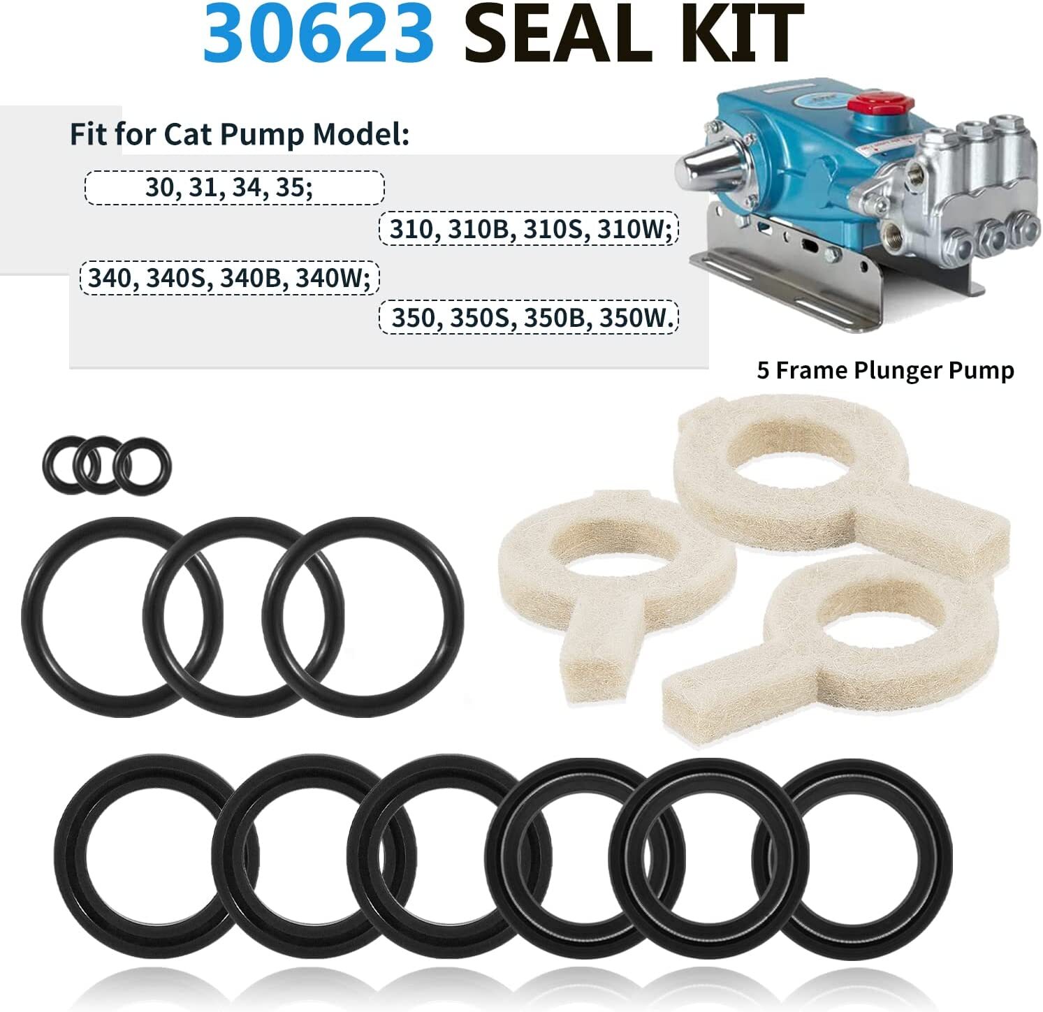 30623 Seals Rebuild Kit for Cat Pump Pressure Washer Model 30 31 34 310 340 350