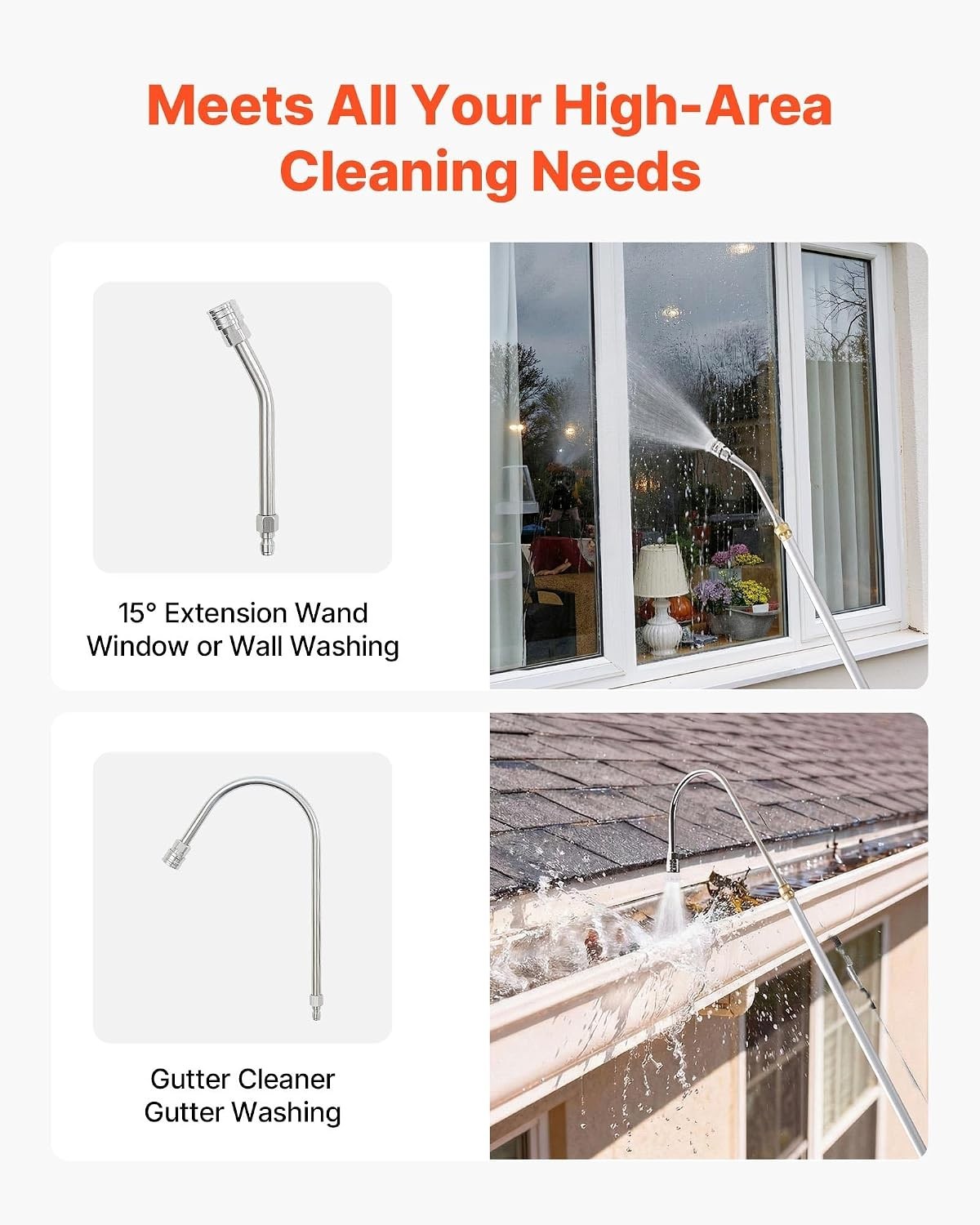 9 FT Telescoping Pressure Washer Extension Wand with 7 Nozzles for High Cleaning