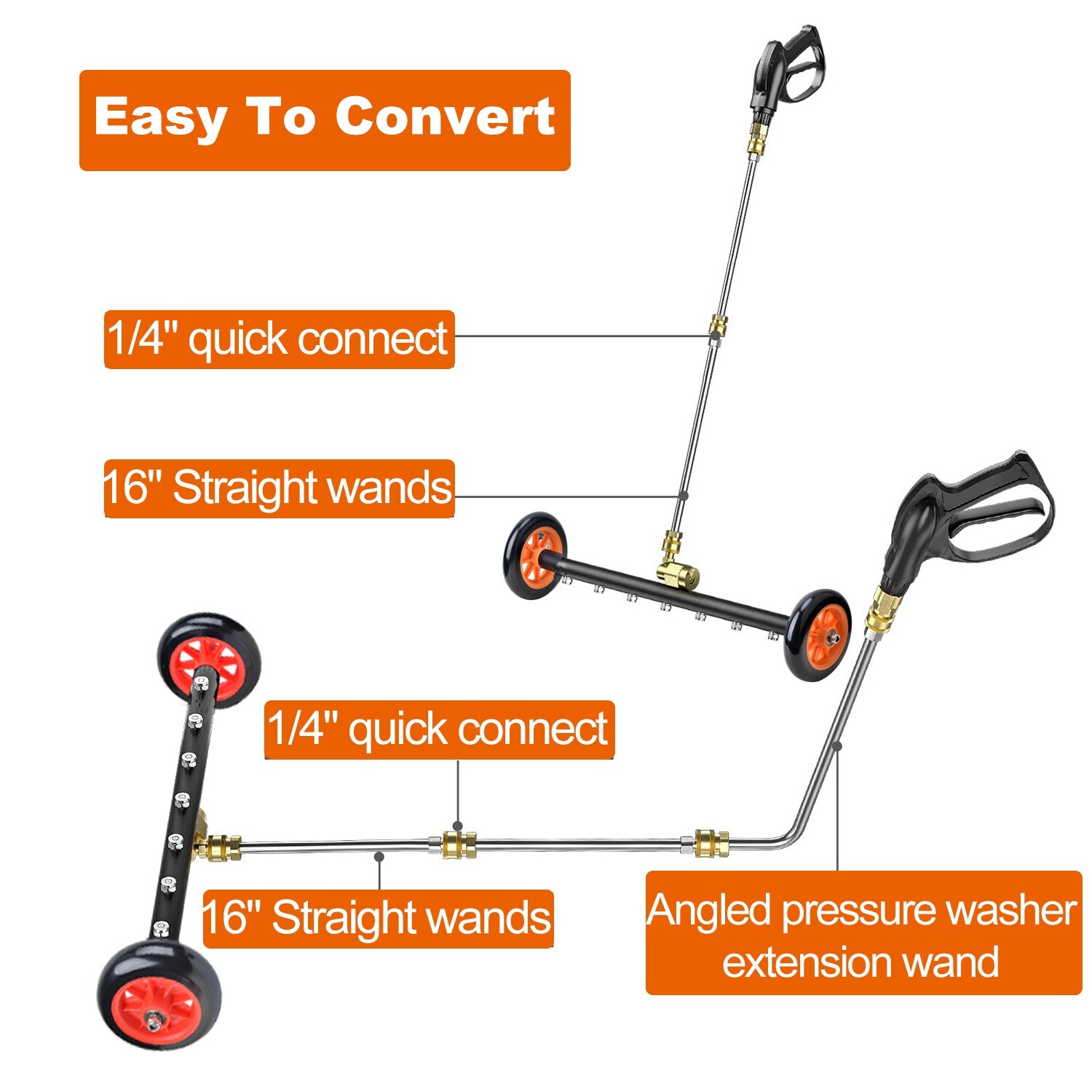 24″ Pressure Washer Water Broom Undercarriage Cleaner Driveway Surface Cleaner