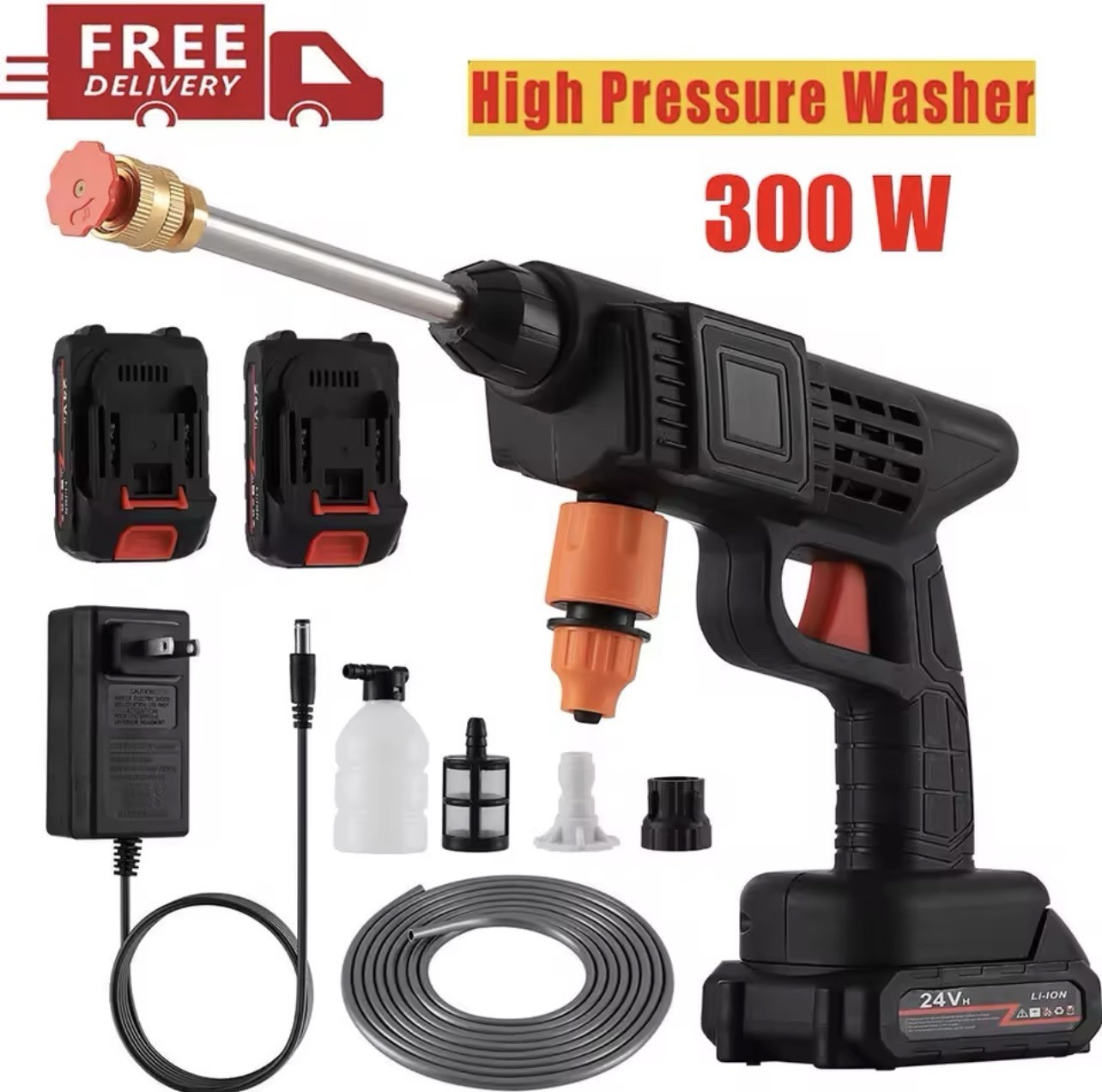 300W 30Bar Cordless High Pressure Car Washer Spray Water Gun 12000mAh Battery Fo