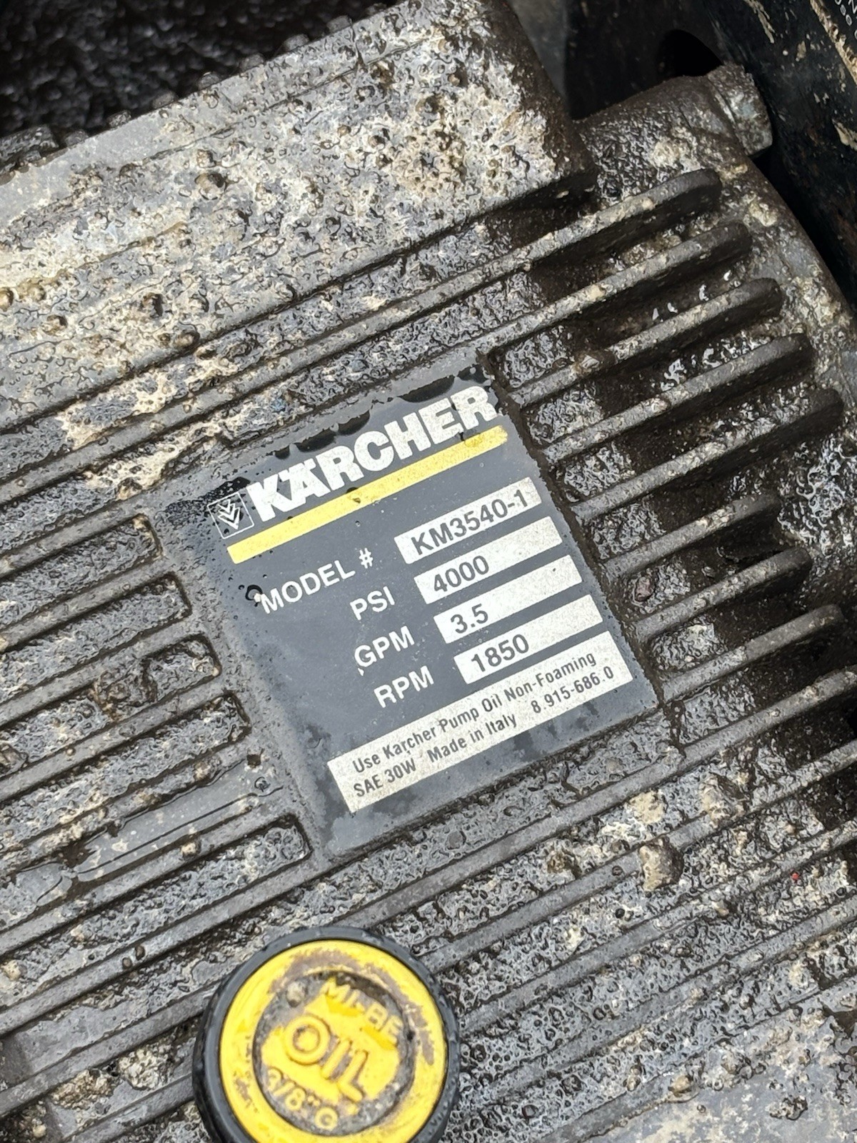 Karcher Honda Powered Pressure Washer Model 5004 Pump Model KM3540-1