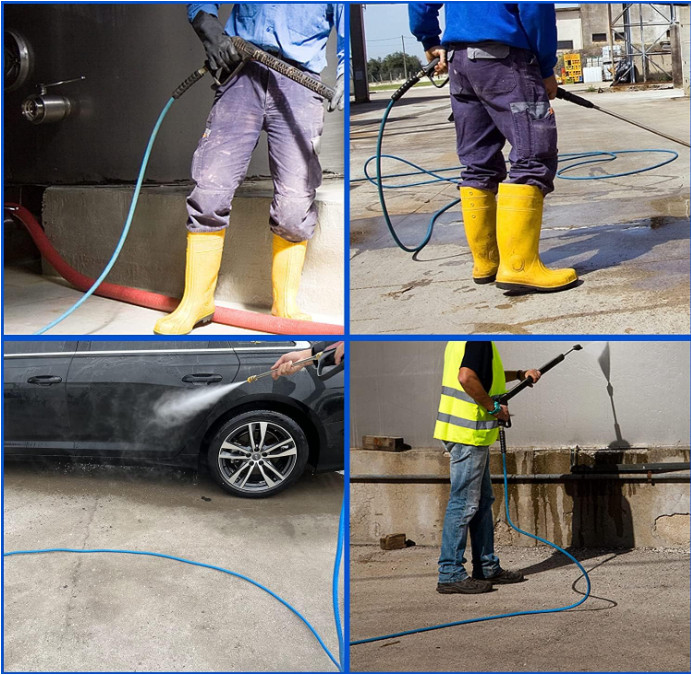 Manguera hidrolavadora 7.5m 3600PSI 1/4″ M22, resistente y flexible