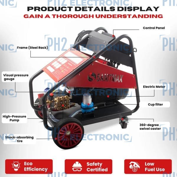 SM5000 Industrial Cold Water Electric Pressure Washer – 5000 PSI, 5.5 GPM, 20HP