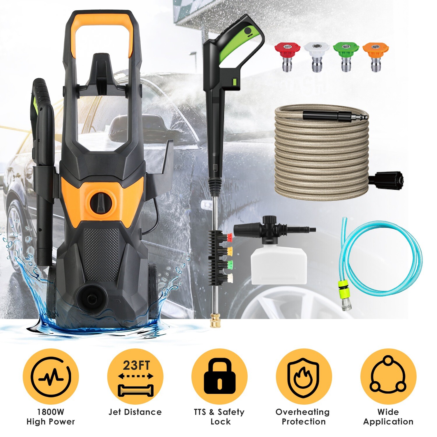 Electric Pressure Washer 4200 PSI High Pressure 1.85GPM Power Washer Cleaning
