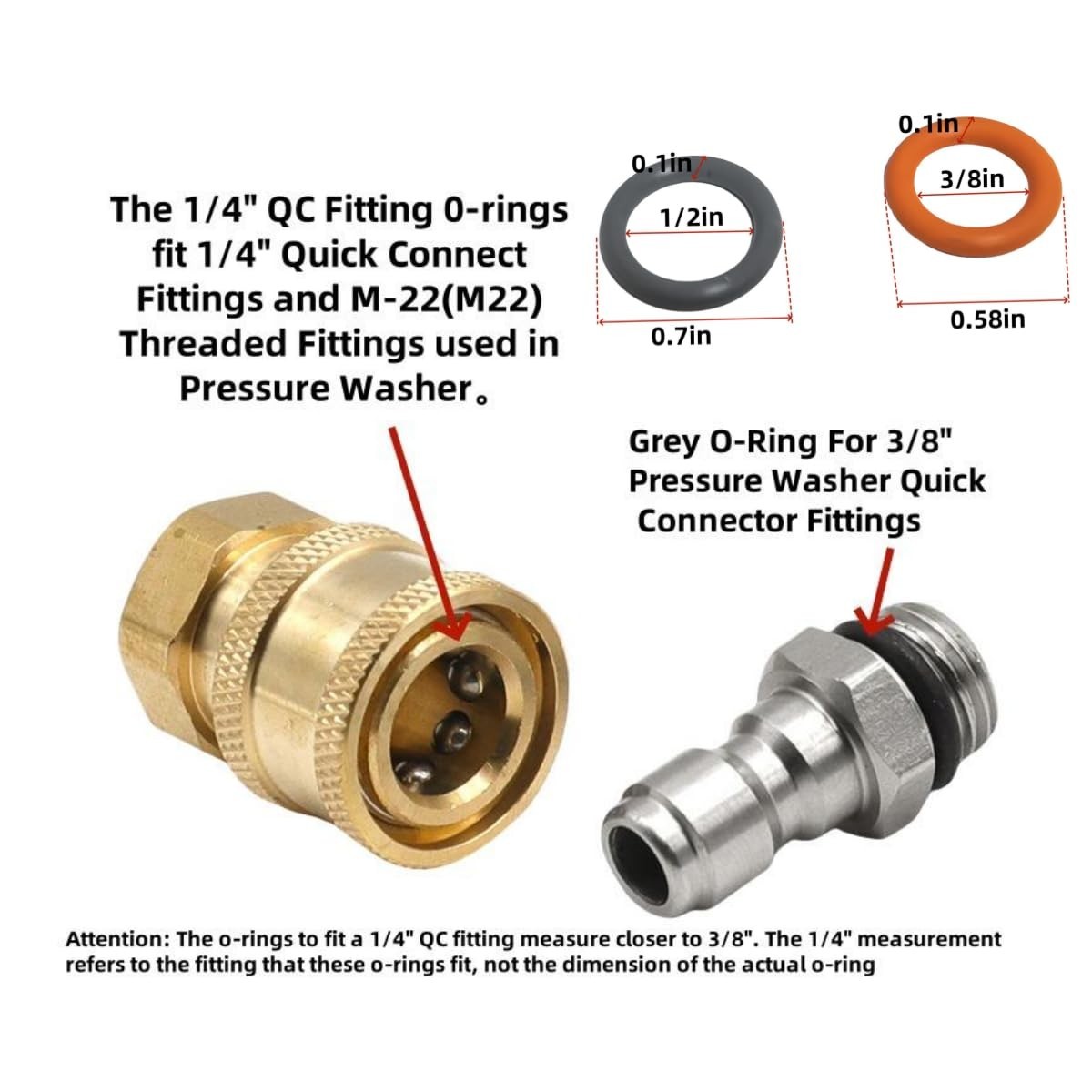 Pressure Washer O-Rings 50-Pack 1/4″ & 3/8″ Red/Grey for Quick Connect