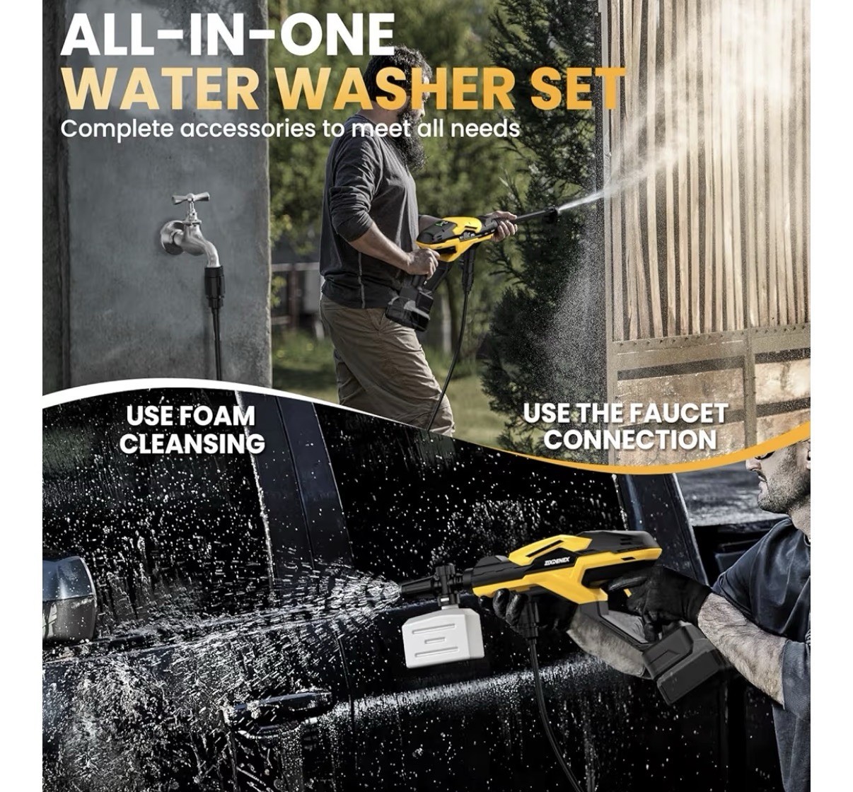 Cordless Pressure Washer Compatible with Dewalt 20V Battery 800 PSI Portable Han