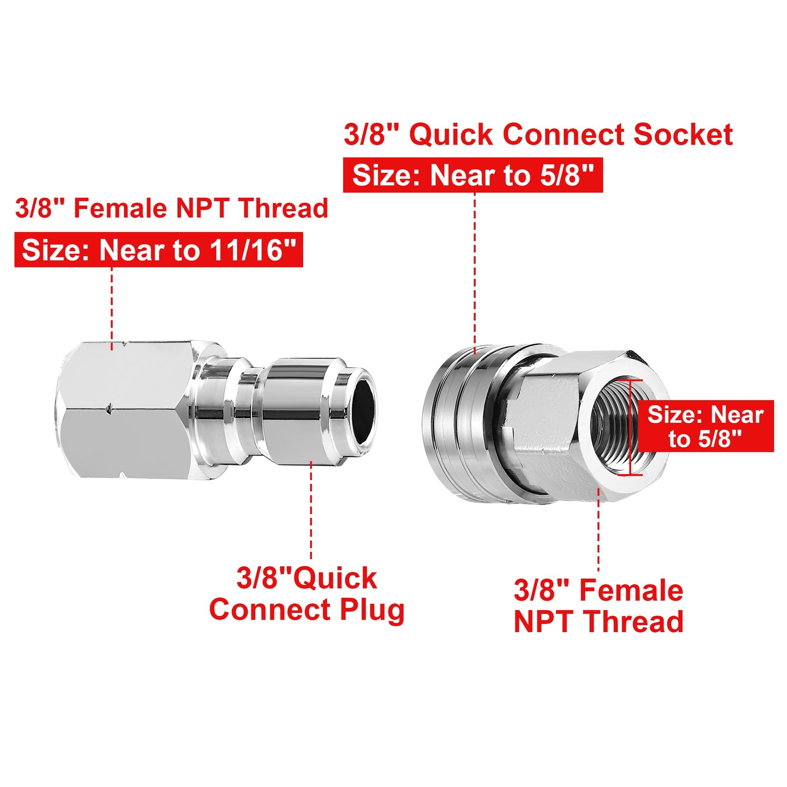 Pressure Washer Adapter Set, 3/8” Quick Connect, 2 Pack