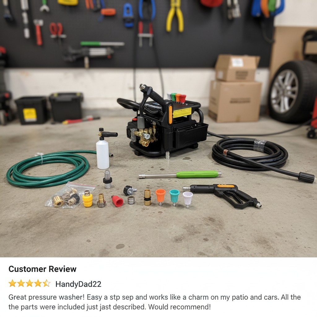 Commercial-Grade Electric Pressure Washer 100bar 2.3GPM – Ultra Quiet 65dB
