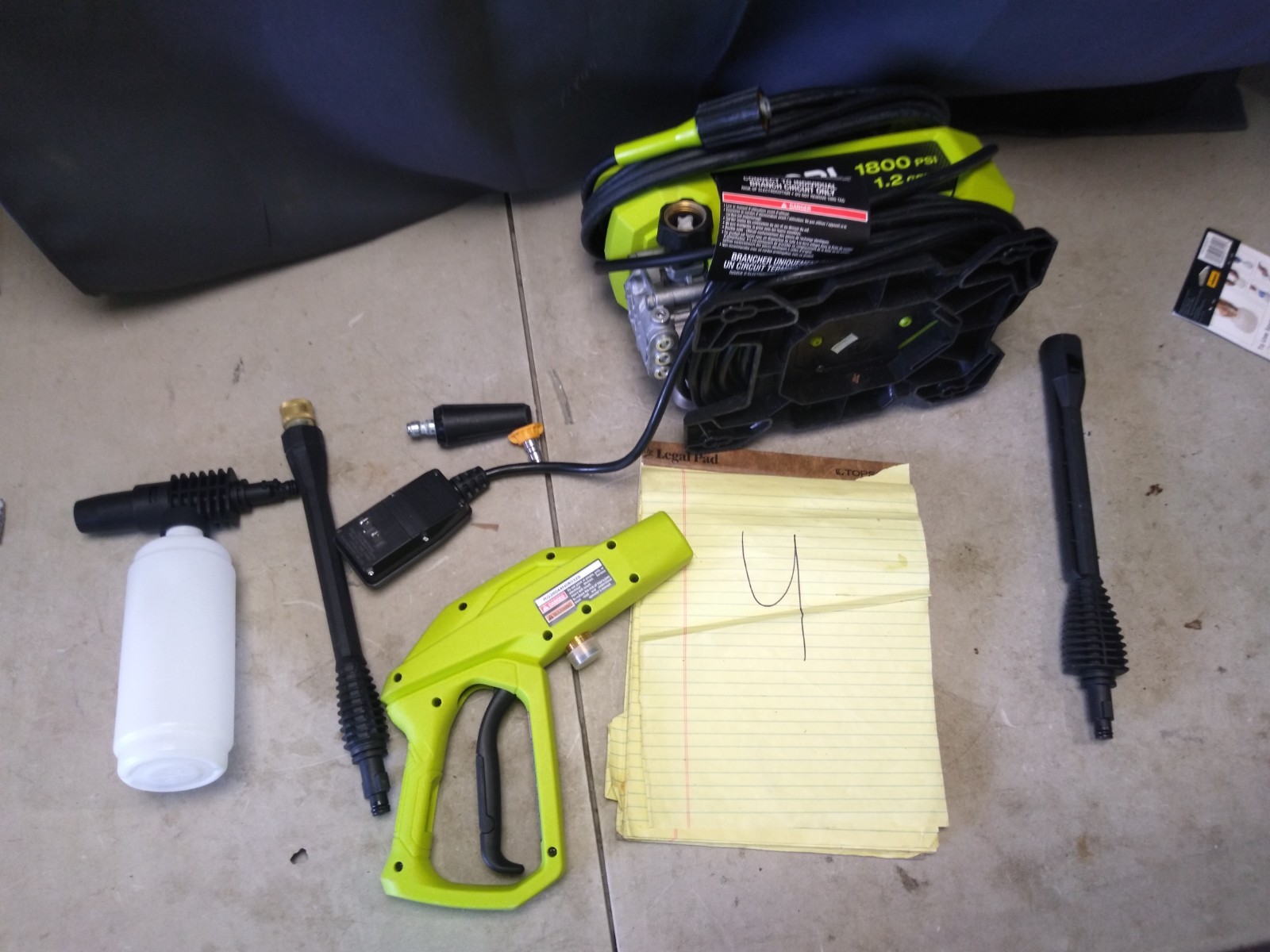 RYOBI 1800 PSI 1.2 GPM Electric Pressure Washer Portable Outdoor Cleaner #4